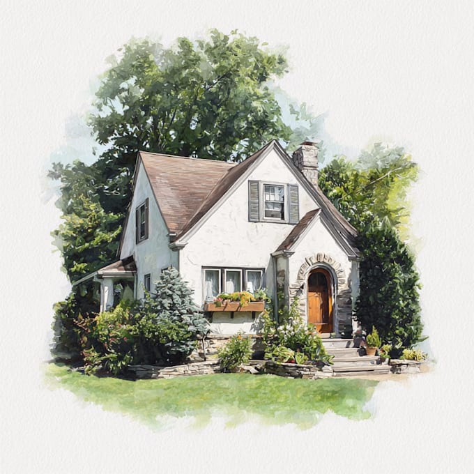 paint watercolor house portrait
