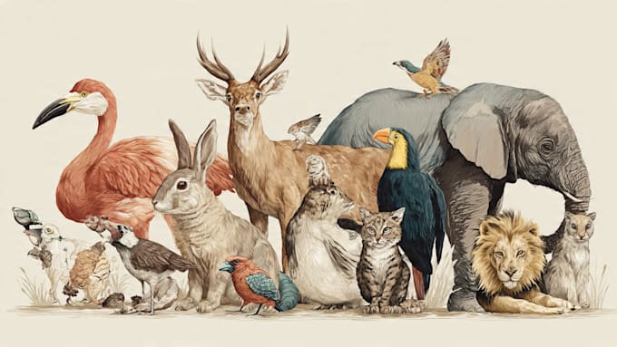draw animals cartoon illustration