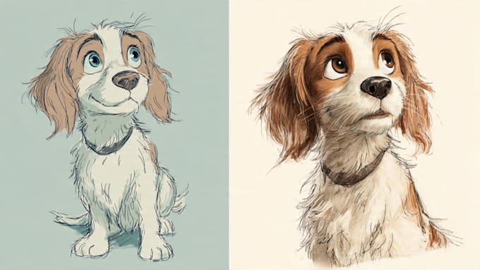 draw disney pet portrait illustration