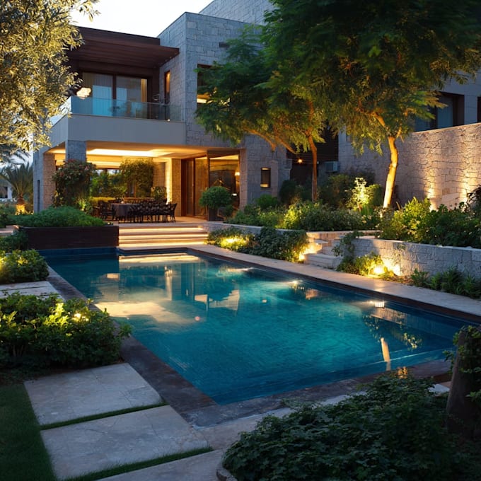 design home garden,pool,patio, villa landscape