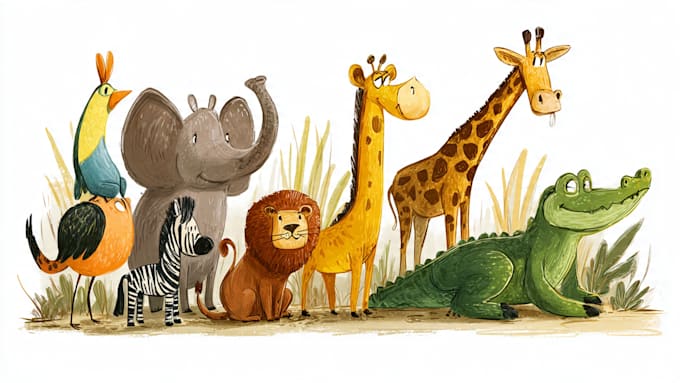 draw animals cartoon illustration