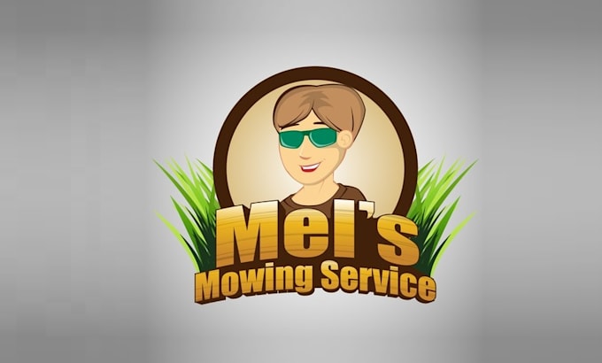 design mascot unique lawn mowing service logo