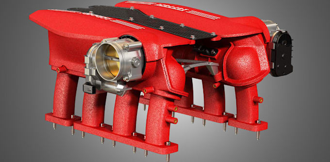 do parametric cad design,intake manifold,engine component,mechanical car part