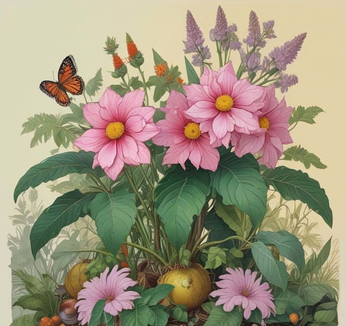 draw botanical illustration art for you
