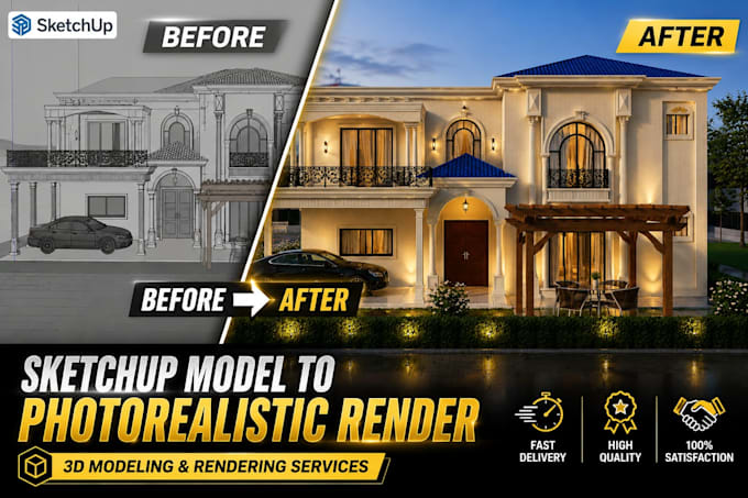3d sketchup modeling and photorealistic enscape rendering