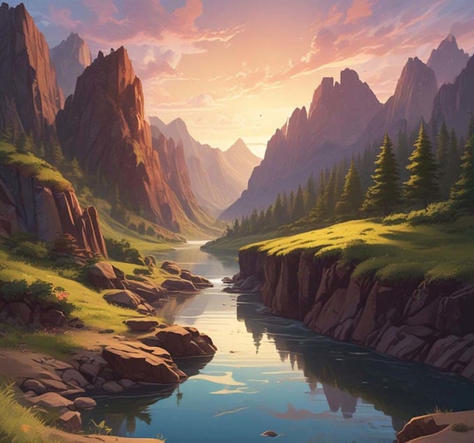 draw anime background and environment art