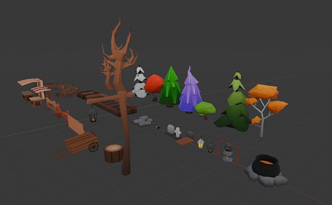 design simple low poly 3d models for games