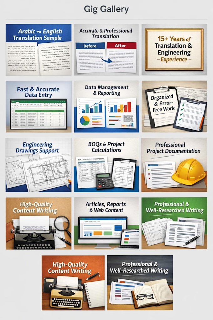 do arabic english translation  data entry  content writing