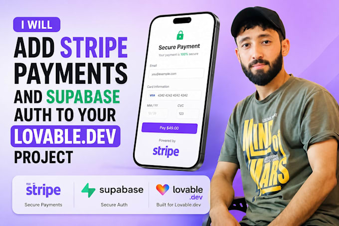 add stripe payments and supabase auth to your lovable dev or react app