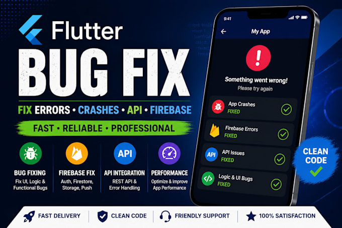 fix flutter app crashes and bugs professionally