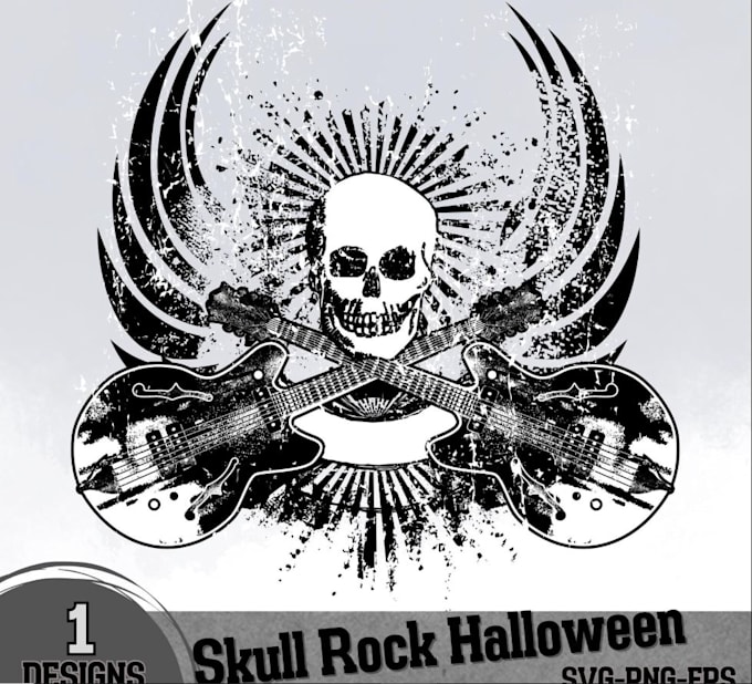 make high resolution skeleton skull rock guitar logo