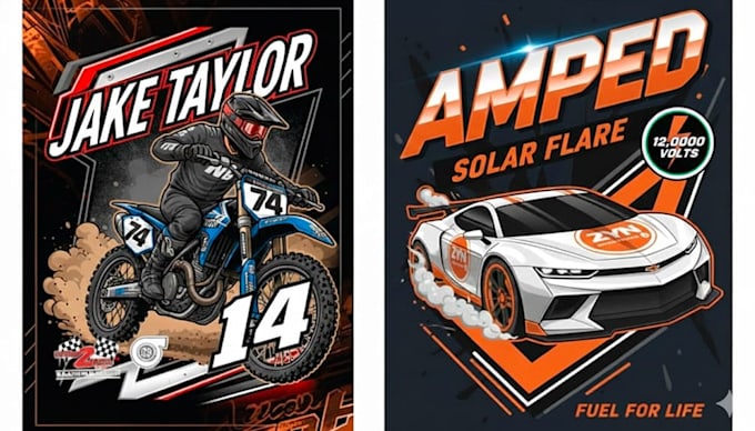 design custom racing theme design for brand or merchandise
