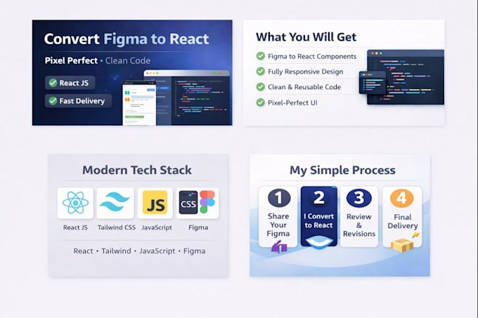 Convert figma to modern responsive react js website by Ummehabbiba | Fiverr