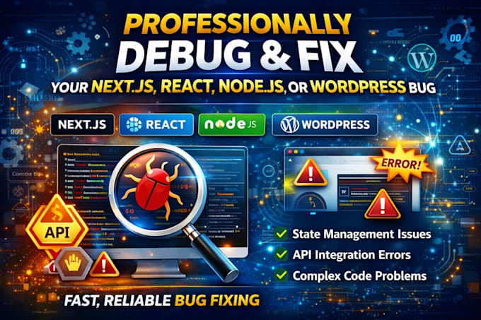 do professionally debug and fix your nextjs, react, nodejs, or wordpress bug