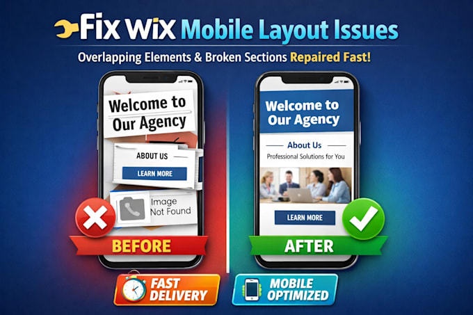 fix wix website layout issues, overlapping elements and broken design