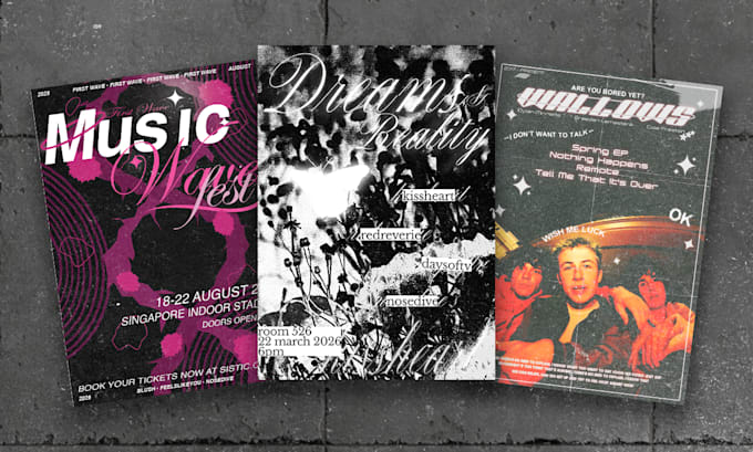 design an grunge underground music gig poster