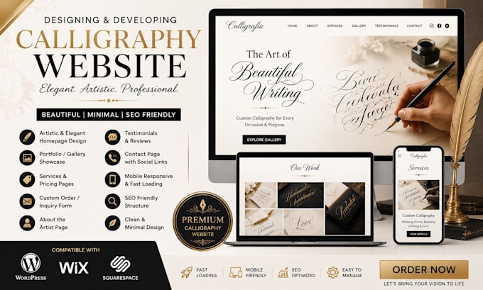 wedding calligraphy website calligraphy business website creative portfolio