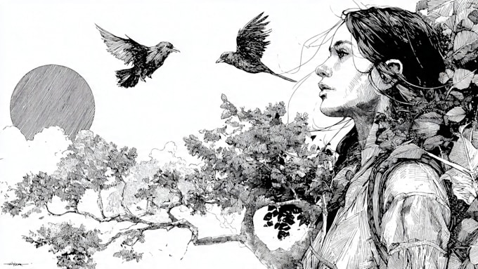create pen and ink character drawings and concept art