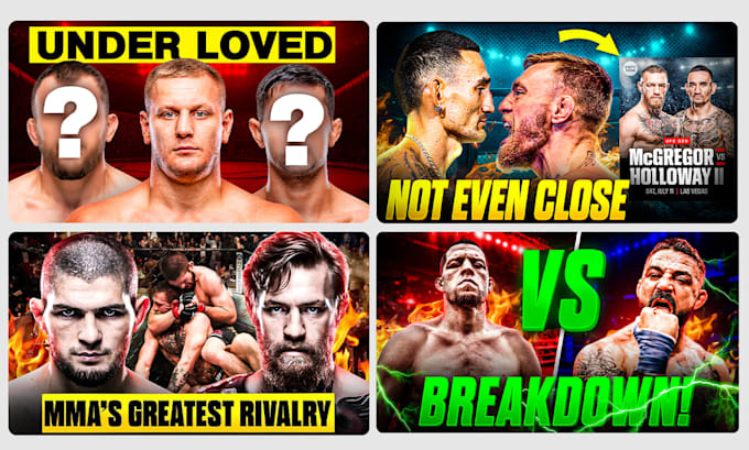 design mma boxing sports thumbnail for youtube