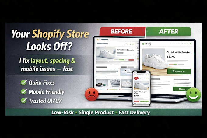 fix your shopify layout, spacing, colors, and mobile design issues