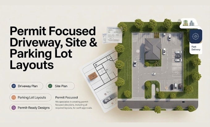 create driveway plan, site plan and parking lot layout