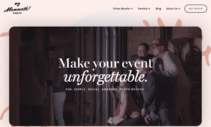 Design party rental website, photo booth, event rental website, rental ...