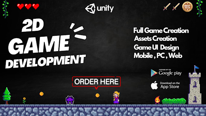develop a professional 2d unity game for android PC or web