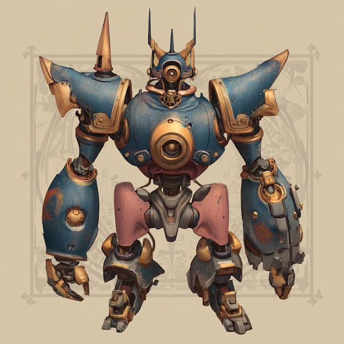 custom futuristic mecha robot character art