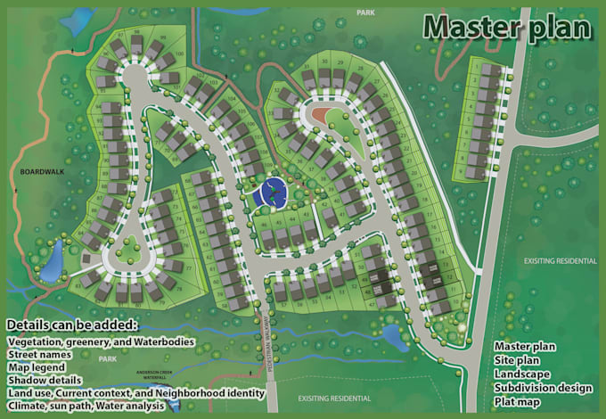 professional site plan, master plan, landscape and subdivision map design