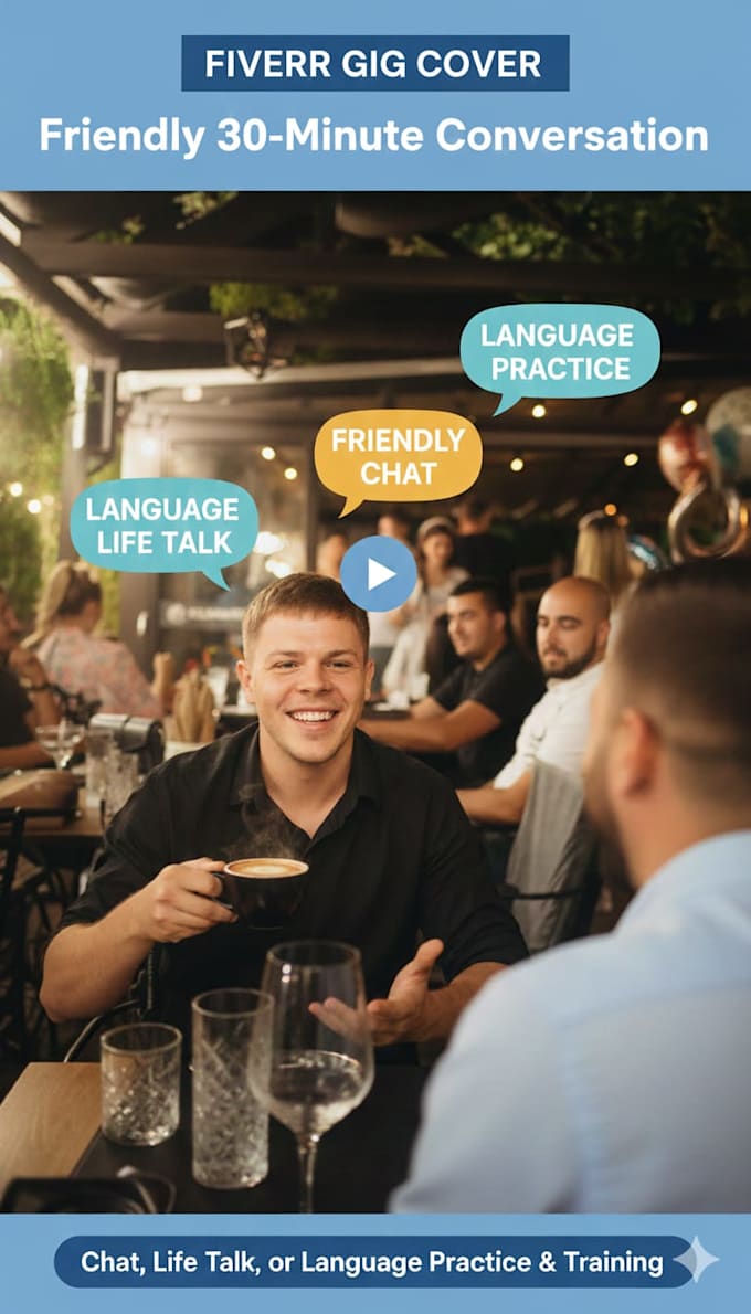 friendly 30 minute conversation  chat, life talk, training