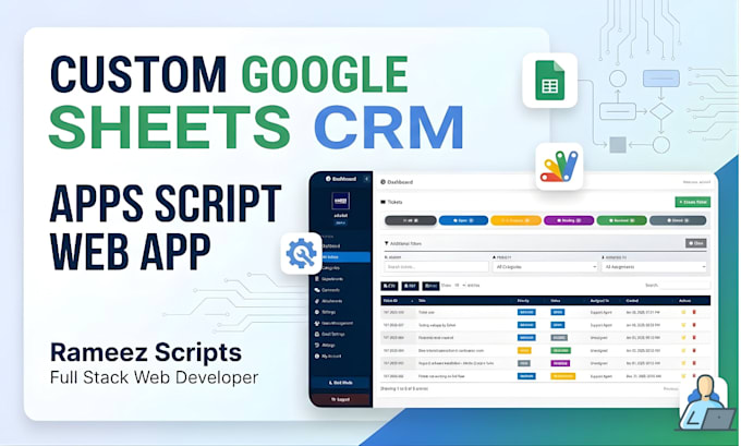 develop custom google sheets CRM with apps script web app