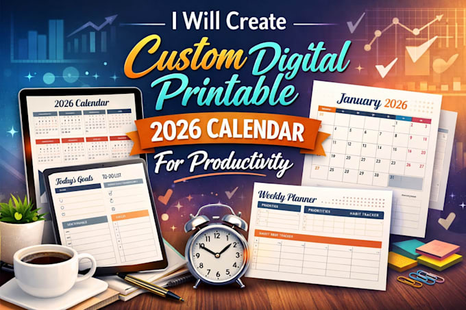 Create custom digital printable 2026 google canva calendar for ...