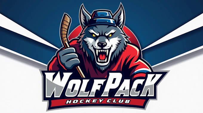 design high quality wolf hockey logo