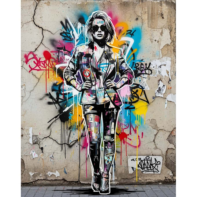 do a spray paint stencil art with professional detail