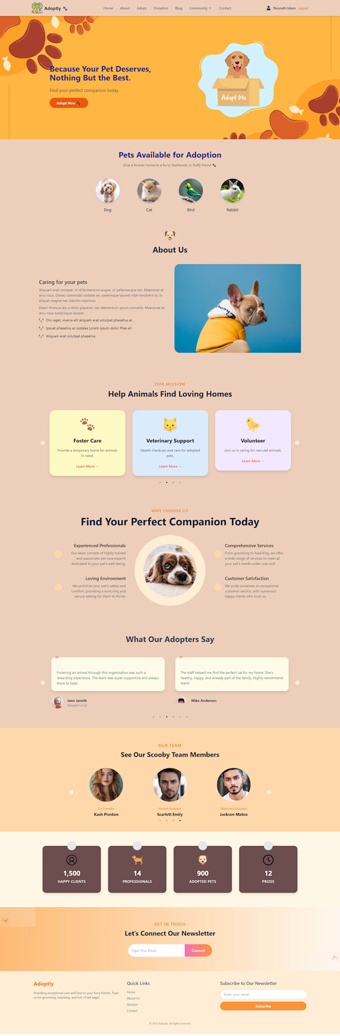 develop a pet adoption platform