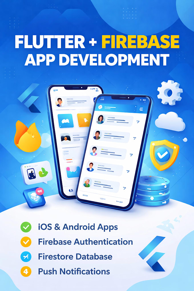 develop a flutter app with firebase for android ios and web