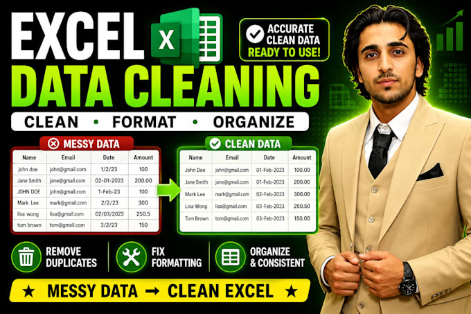 clean, remove duplicates and fix errors in microsoft excel
