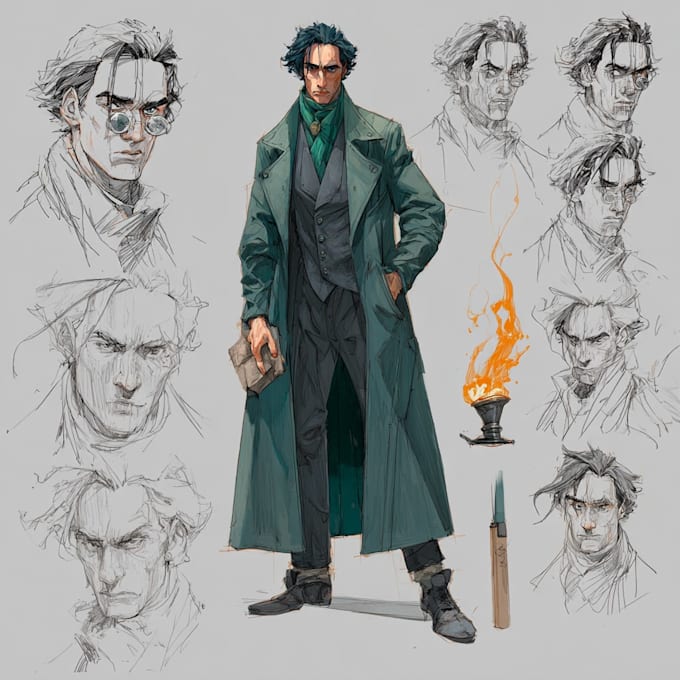 make a character sheet with a unique art style
