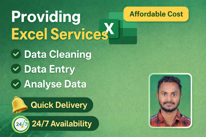 clean, analyse, format and data entry in excel
