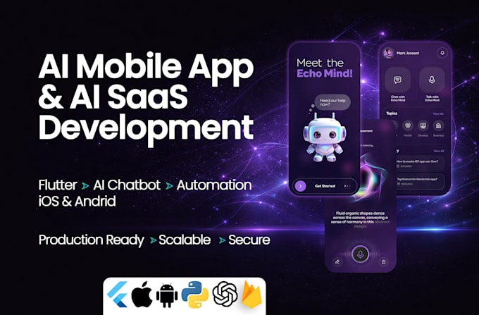 develop ai mobile app, ai saas, ai chatbot, or custom flutter app
