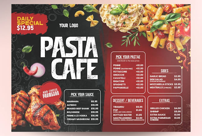 do restaurant menu design for bar, cafe, pubs, club, food truck