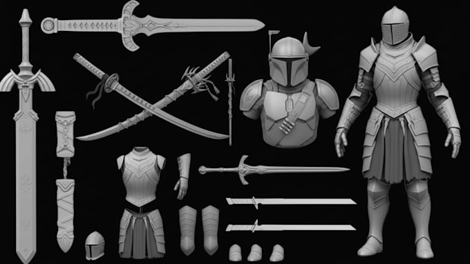 Create custom 3d sword cosplay prop armor weapon helmet mask stl for 3d ...