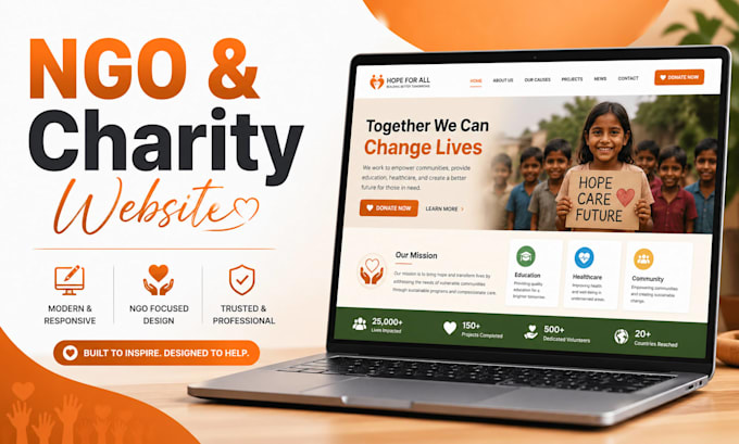 build a professional ngo website and charity foundation website with donations