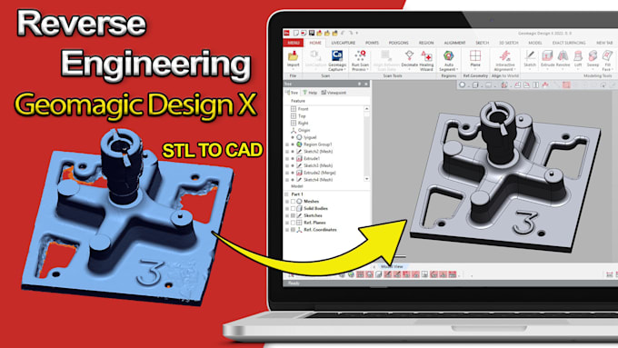 do reverse engineering in  geomagic design x