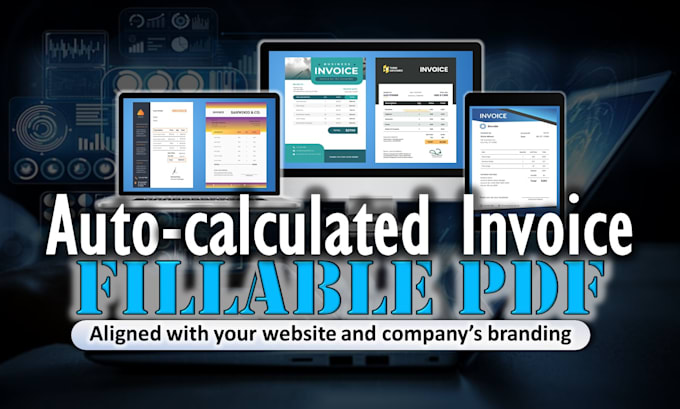 design auto calculated invoice with branding in fillable pdf