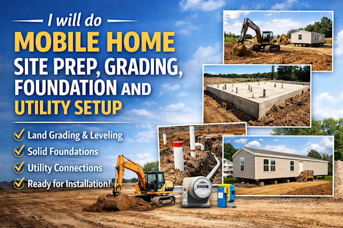 do mobile home site prep, grading, foundation and utility setup