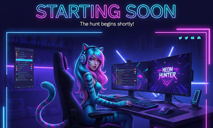 create screen animation for vtuber and streamer starting soon brb offline