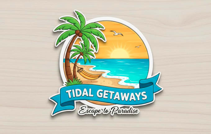 make colorful beach vacation logo