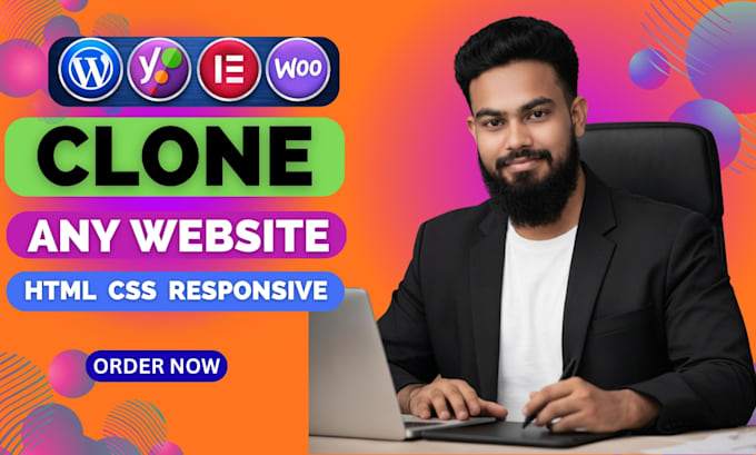 clone any website design using HTML, CSS, responsive layout