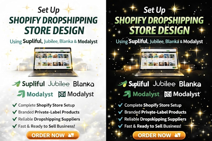 setup shopify dropshipping store design via supliful jubilee blanka modalyst